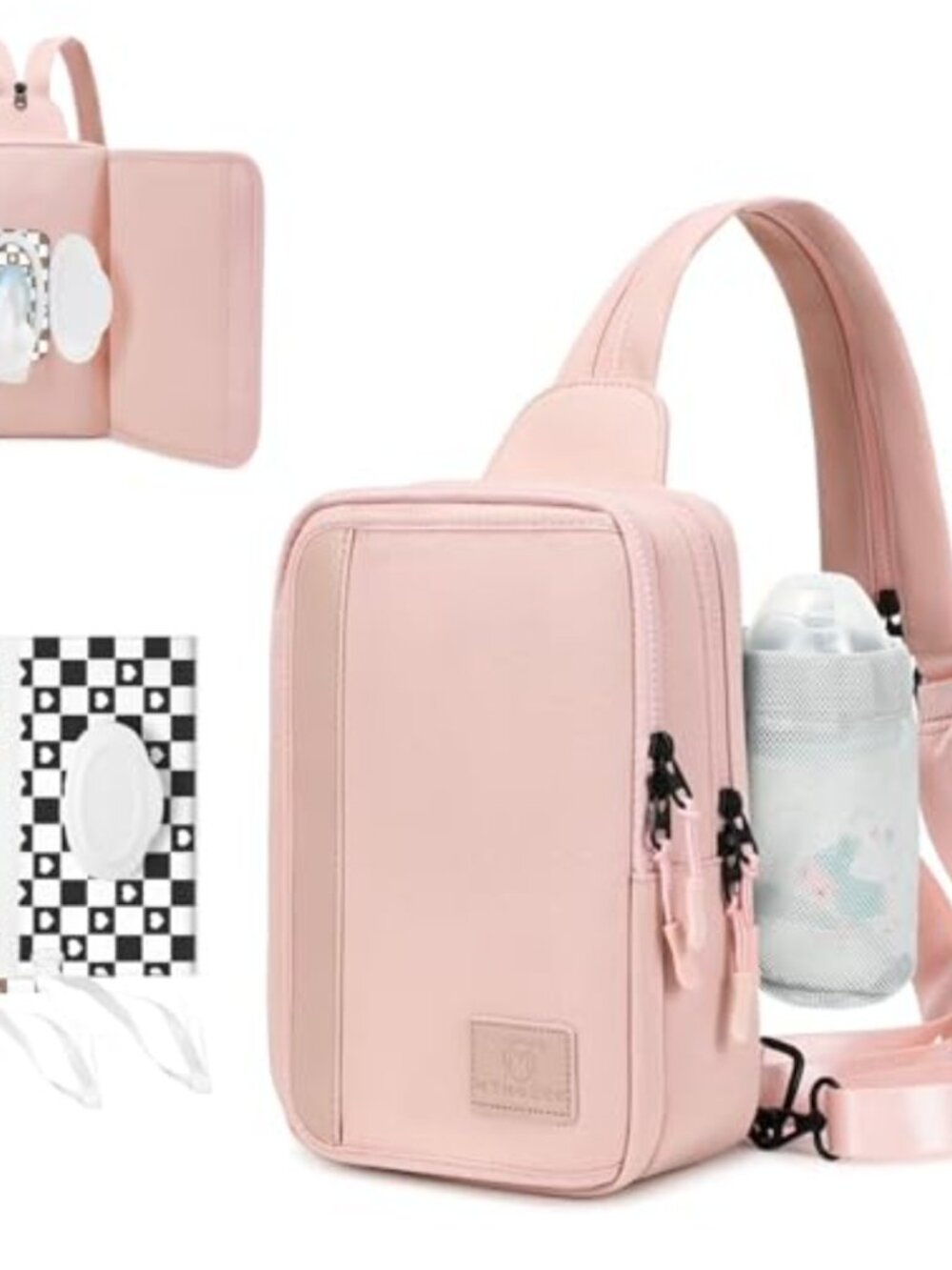 Sling Bag Backpack Purse Women Men 2 in 1 Nylon Crossbody Diaper Wipes Pouch